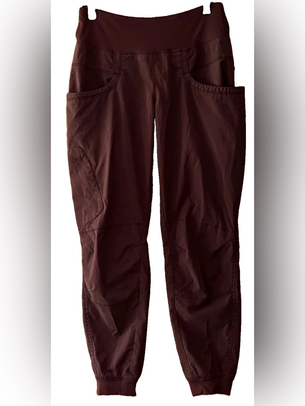 Prana Women's Small Kanab Mid Rise Elastic Waist Joggers Mocha 27" x 27"